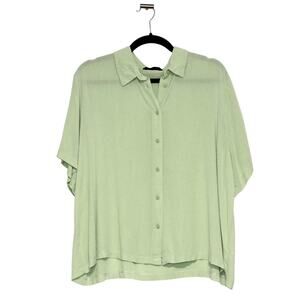 Defacto Green Button Down Blouse Short Sleeve Size 3XL